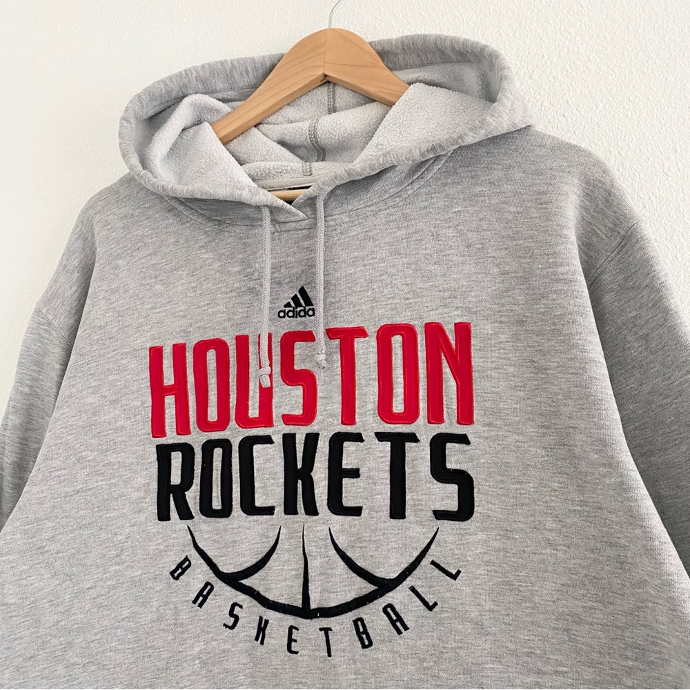Adidas Houston Rockets Embroidered Spellout Hoodie Sweater | Large